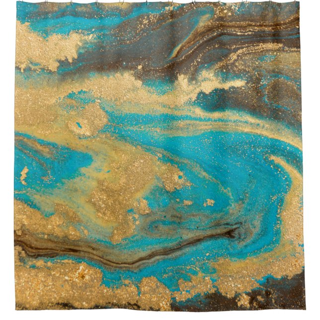 Gold marbling texture design. Blue and golden marb (Front)