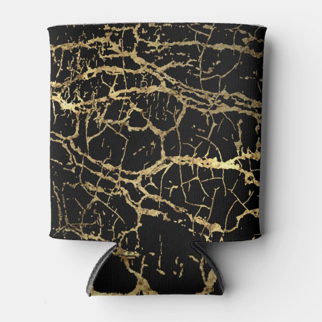 Gold Marbling Texture: Luxe Design Element Can Cooler (Front)