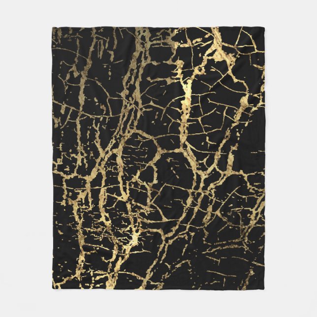 Gold Marbling Texture: Luxe Design Element Fleece Blanket (Front)