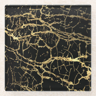 Gold Marbling Texture: Luxe Design Element Glass Coaster