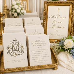 Gold Marian Cross Monogram Catholic Wedding