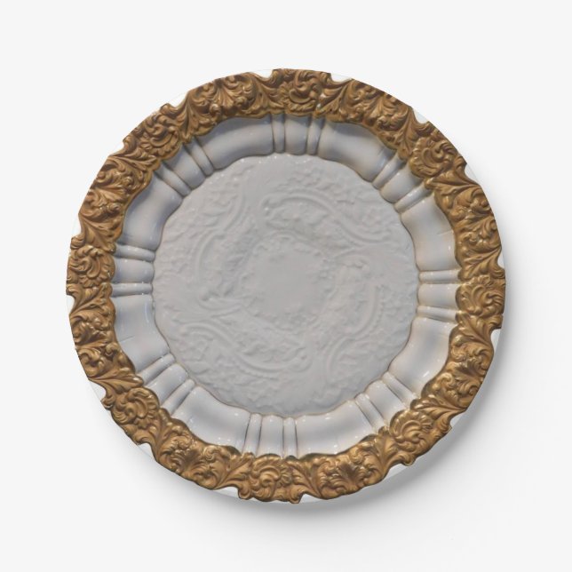 Gold Marie Antoinette bridal shower posh wedding Paper Plate (Front)