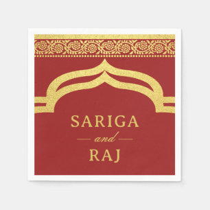 Gold Marigold Flower Mundap Canopy Arch Wedding Napkin