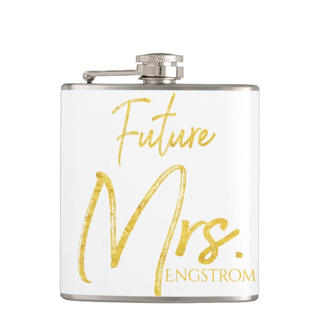GOLD MARKER FUTURE MRS MARRIED NAME - GEAR HIP FLASK (Front)
