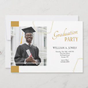 Gold Marker Photo Graduation Invitation