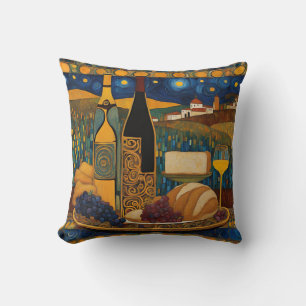 Gold Maroon Wine Pattern Throw Pillow