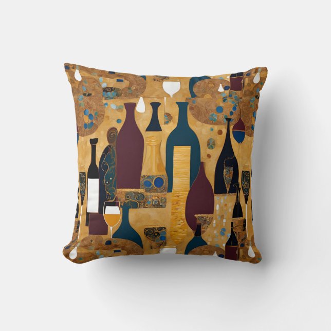Gold Maroon Wine Pattern  Throw Pillow (Front)