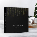 Gold Marquee Personalized Binder<br><div class="desc">Keep track of your product inventory, appointments, customer data and more with this chic black binder. Design features two lines of custom text in classic white lettering on a rich black background with vertical strands of faux gold foil string lights cascading from the top. Add additional custom text to the...</div>