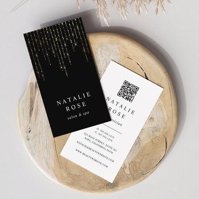 Gold Marquee Vertical QR Code Business Card (Creator Uploaded)