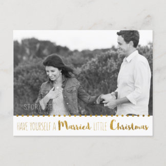 Gold, Marry and Bright Christmas Save the Date Announcement Postcard