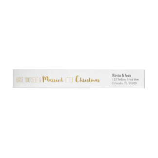 Gold, Marry and Bright Christmas Save the Date Wrap Around Label