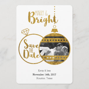 Gold, Marry and Bright Christmas Save the Dates Date