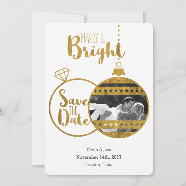 Gold, Marry and Bright Christmas Save the Dates Save The Date (Front)