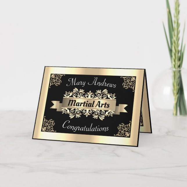 Gold Martial Arts Sport Embellished Congratulation Card (Front)