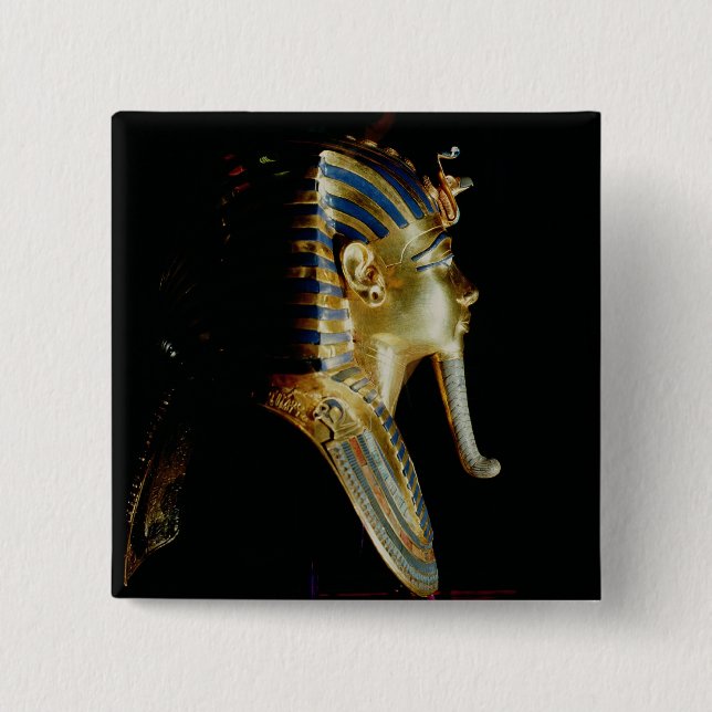 Gold mask of Tutankhamun 2 Inch Square Button (Front)