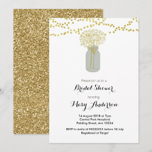 Gold Mason Jar Bridal Shower Invitation