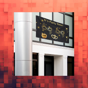 Gold Masquerade It's Party Time   Banner