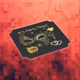 Gold Masquerade It's Party Time Paper Coaster