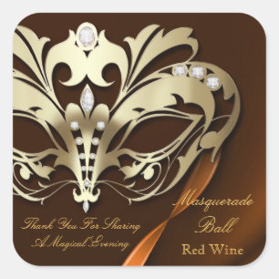 Gold Masquerade Orange Party Sticker