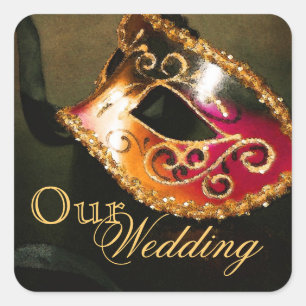 Gold Masquerade Our Wedding Sticker