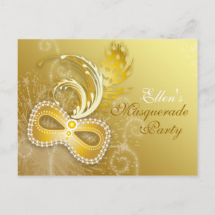 Gold Masquerade Party Invitation