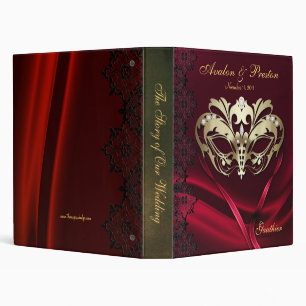 Gold Masquerade Red Jewelled Wedding Binder