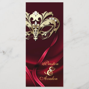 Gold Masquerade REd programme de mariage juaillé