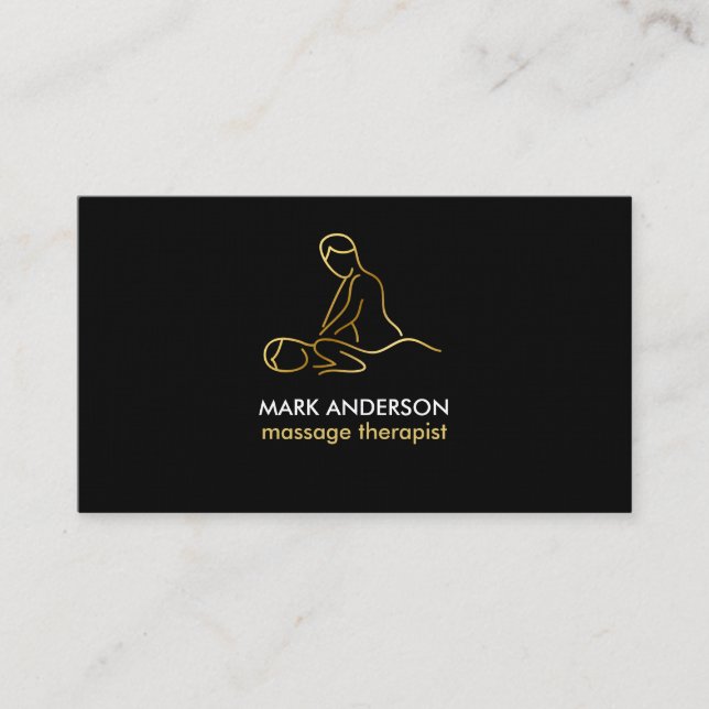 Gold Massage Therapy Masseuse Spa Business Card (Front)