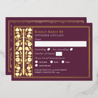 Gold Mauve Medieval Sword Wedding RSVP