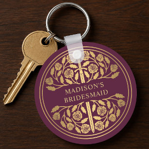 Gold Mauve Sword Bridesmaid Royal Wedding Gift Keychain