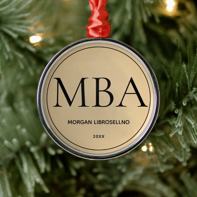 Gold MBA Graduation Metal Ornament (Tree)