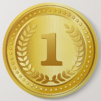 Gold medal 1st place winner button
