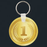 Gold medal 1st place winner button keychain<br><div class="desc">Elegant champion 1 st place winner gold medal design / 1st Place Award design that makes an awesome award for excellence or achievement.</div>