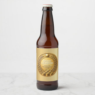 Gold Medal Beer Pong Tournament Championship Bottle Label