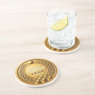 Gold Medal Beer Pong Tournament Championship Coaster