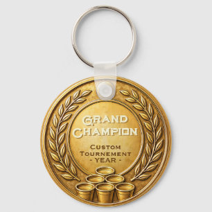 Gold Medal Beer Pong Tournament Championship Keychain