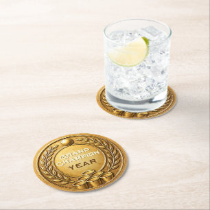 Gold Medal Beer Pong Tournament Championship Round Paper Coaster