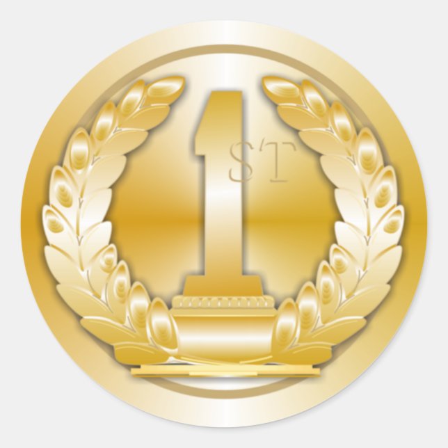 Gold Medal Classic Round Sticker (Front)
