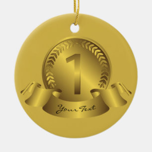 Gold Medal & Custom text Award Winner Ceramic Ornament