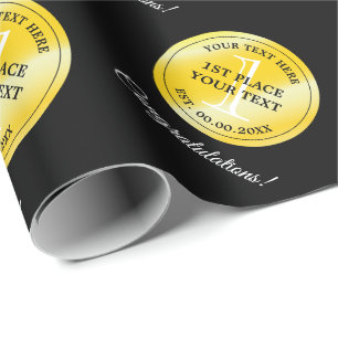 Gold medal first place prize award congratulations wrapping paper