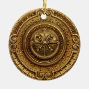 Gold Medallion Ceramic Ornament