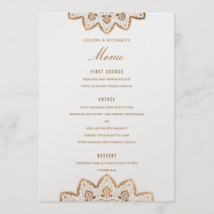Gold Medallion Shimmer Wedding Menu Card