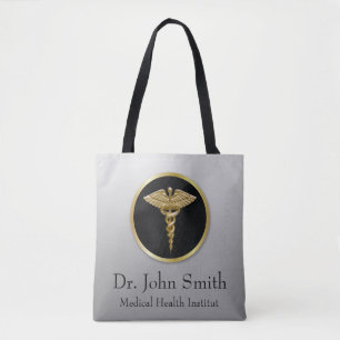 Gold Medical Caduceus - All-Over-Print Tote Bag