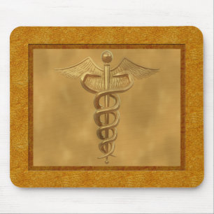 Gold Medical Caduceus Mouse Pad