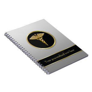 Gold Medical Caduceus - Notebook