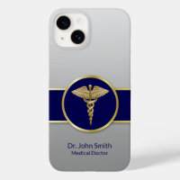 Gold Medical Caduceus Professional Blue