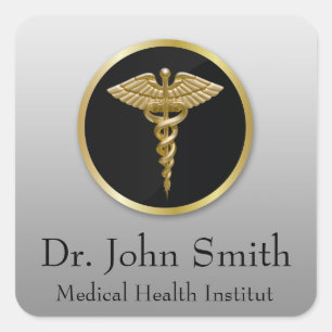 Gold Medical Caduceus - Sticker
