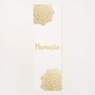 Gold Mehendi Mandala Pattern Namaste Yoga Mat