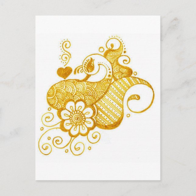 Gold Mehndi henna art Postcard (Front)