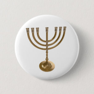 gold menorah 2 inch round button
